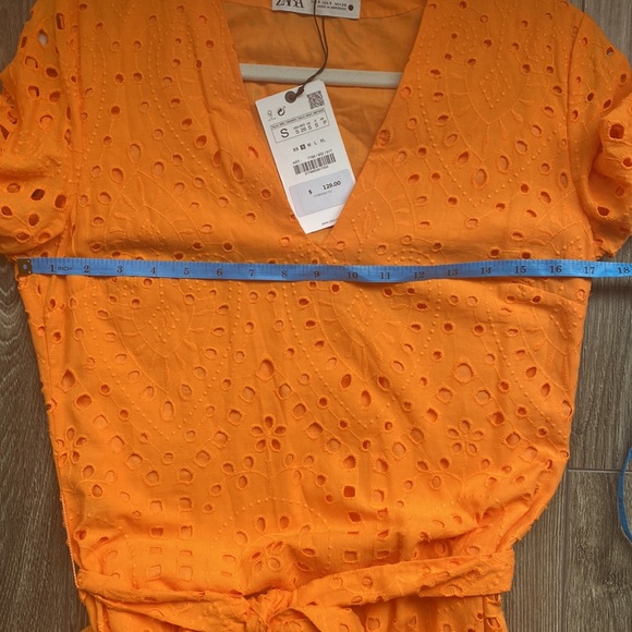 NWT Zara embroidered openwork neon orange dress bloggers fave. - Picture 14 of 14